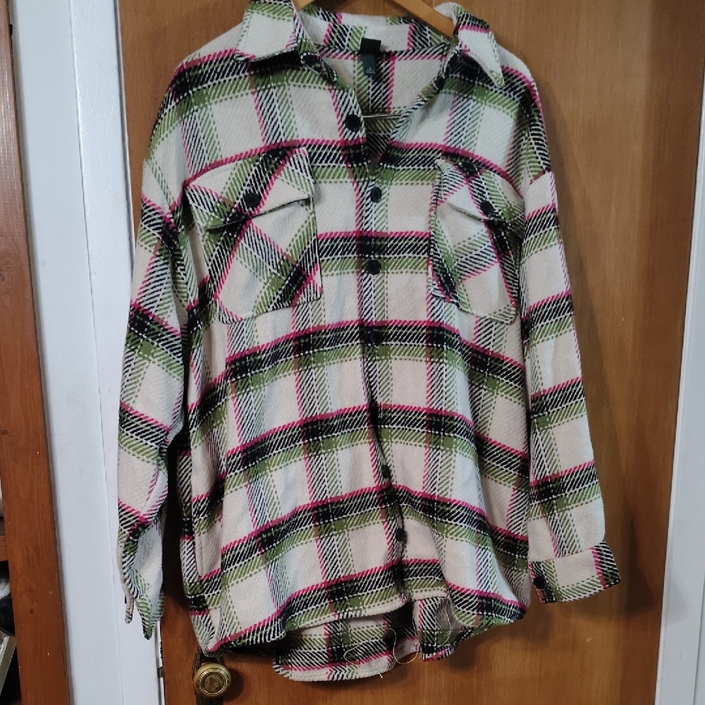 Wild Fable Multicolor Plaid Top Jacket Medium